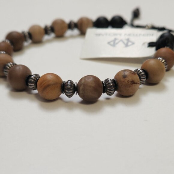 NWT Kenton Michael Petrified Wood & Sterling Silver Bracelet Pull Fit 8mm Beads - Picture 12 of 12